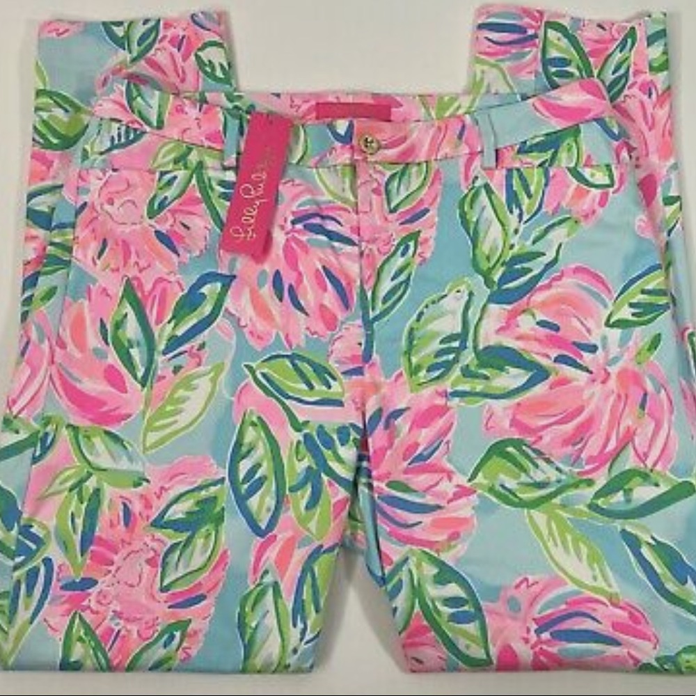 NWT Lilly Pulitzer Kelly High Rise Skinny Ankle Pants Totally Blossom